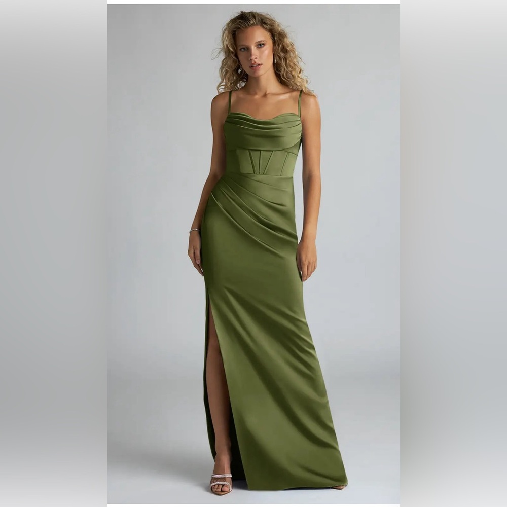 AZAZIE MAI Elegant Olive Green Evening Gown